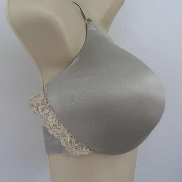 Maidenform 40D Bra Solid Gray Front Closure Underwire Lined SE6690 Lace Accent - Picture 2 of 12